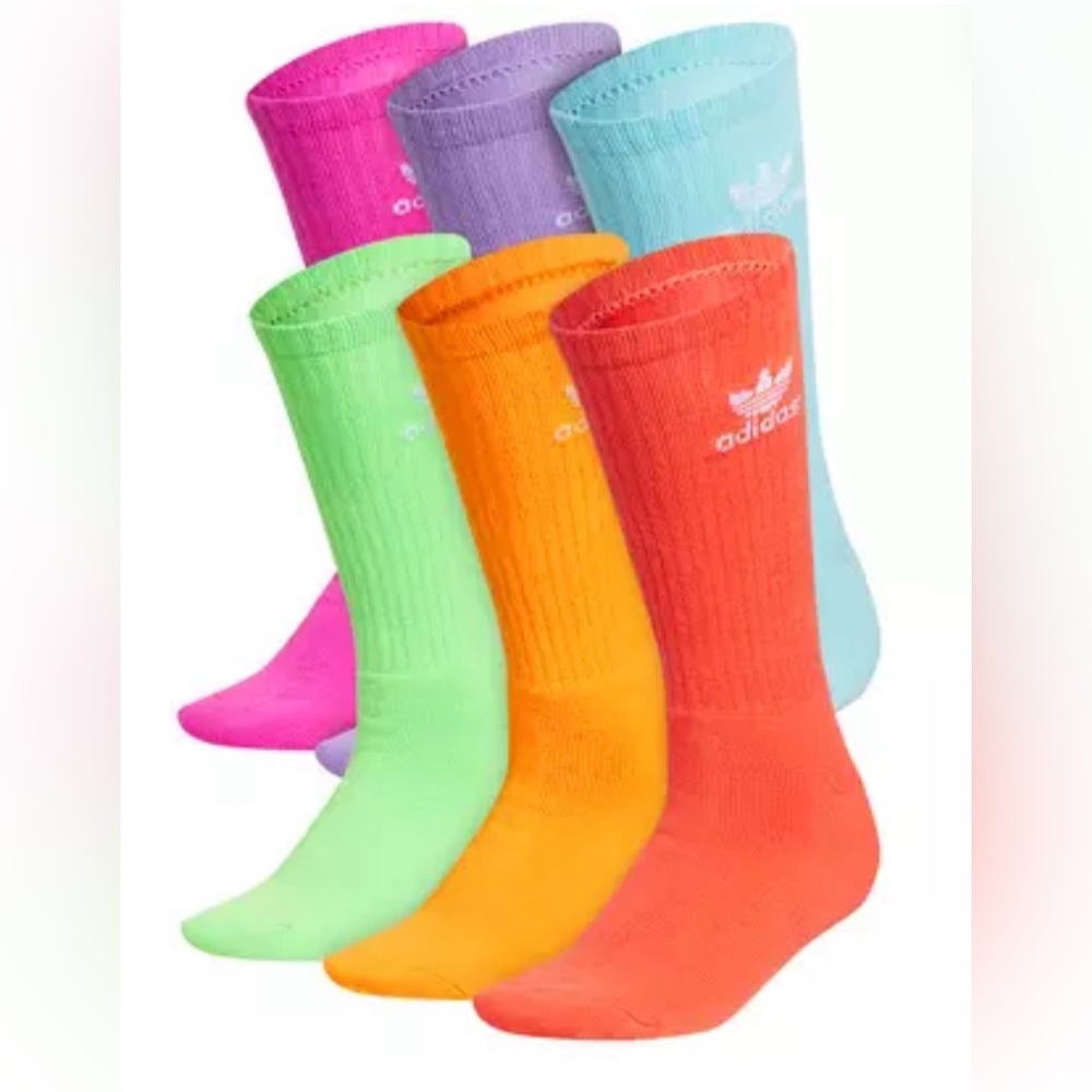 New Adidas Trefoil Crew Socks Brights (6-Pack) - Original Socks